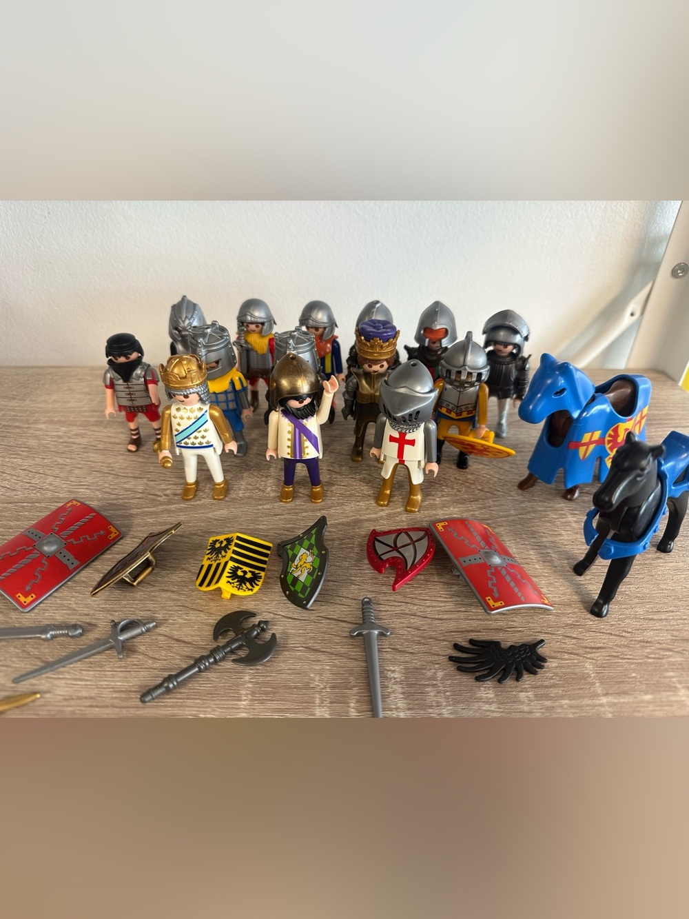 Vintage Playmobil Medieval Knights Lot Horses Shields Weapons Castle Figures